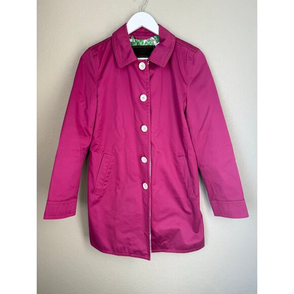 Vintage Coach Women's Trench Pink Rain Coat Size Small Floral Lining 100% Cotton - Picture 1 of 8